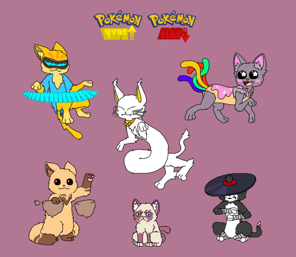 Day 24 of the meme fakemon dex: The Eeveelu- I mean... The Nyanvolutions
