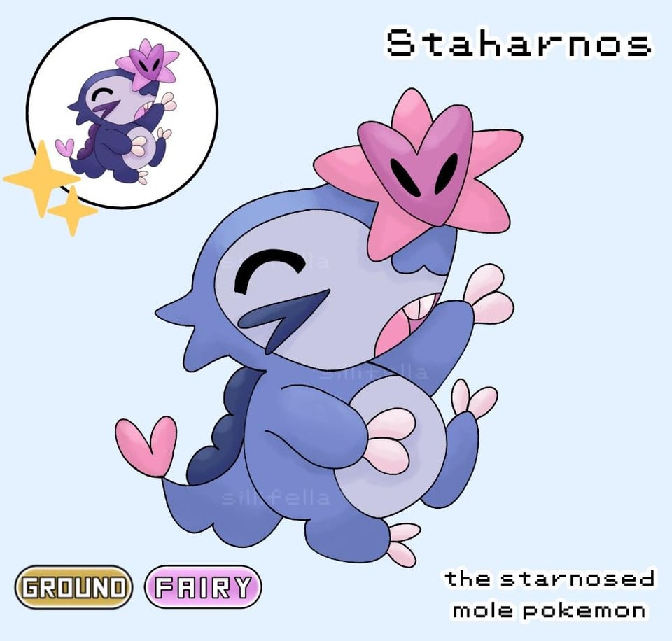 Staharnos, the star-nosed mole pokemon !!