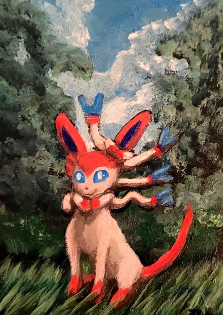 Sylveon, painted on an energy card!