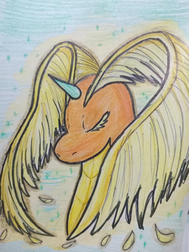 (Art by me) i couldn't not draw the new Mega Dragonite