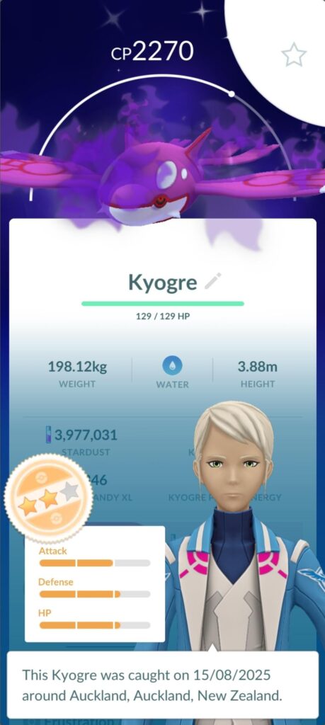 Shiny Shadow Kyogre Confirmation