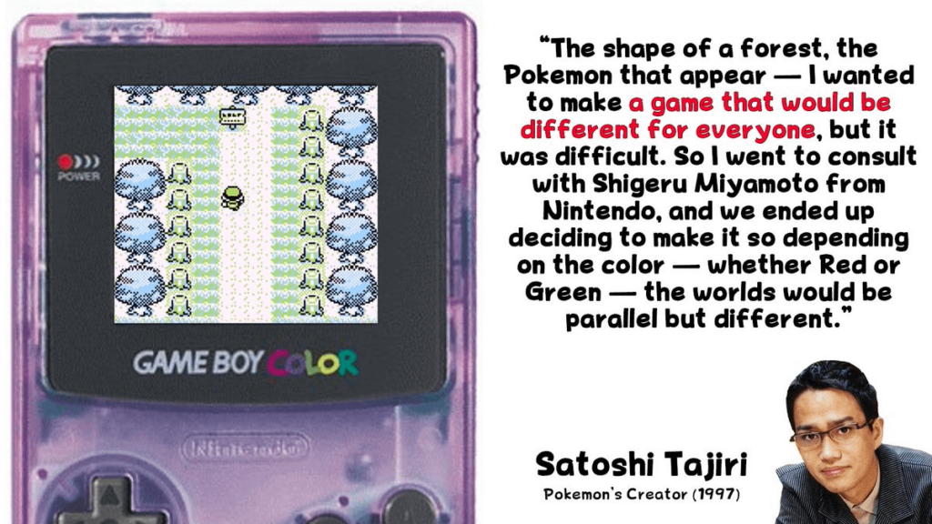 So apparently having two different versions was Shigeru Miyamoto's suggestion to Satoshi Tajiri, who originally wanted to make each Pokemon game unique to each other, like different world seed in Minecraft (Source Dr.Lava's Twitter)
