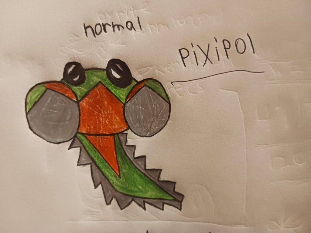 I tried to make a fakèmon based off my favorite frog, the Pixie frog