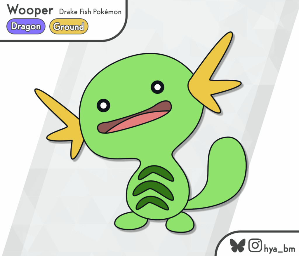 [oc] I wanted to work on dragon type regional forms for Smaugust: here's Wooper!