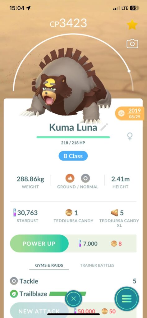 Finally remembered to evolve The Bear on a full moon. I like him. Is he worth dumping candies into?
