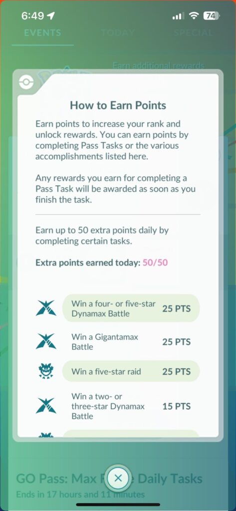 Max Finale Go Pass ‘extra points’ not reset?