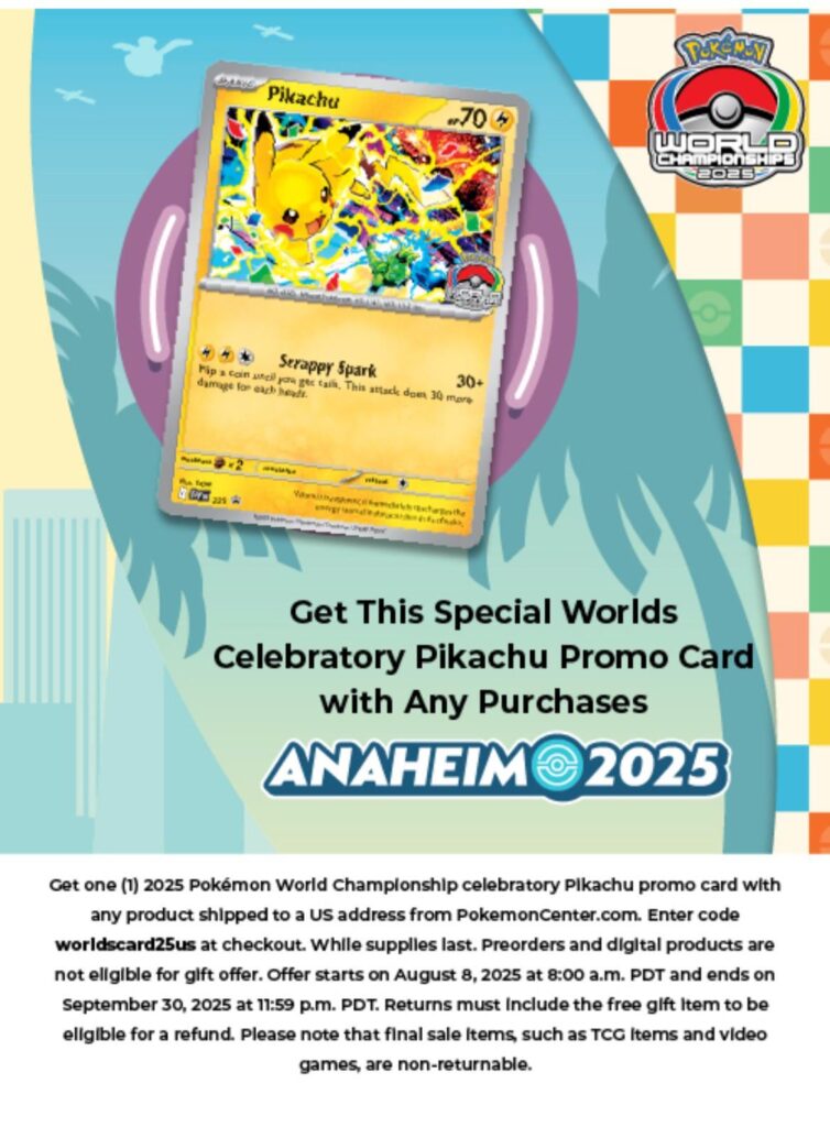 Get a free promotional card with purchase at pokemon center