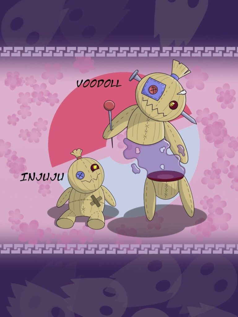 The second pokemon line Ive designed digitally :) Voodoo doll theme'd