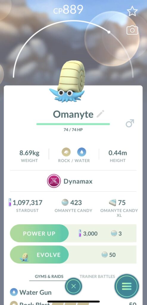 Did I catch a weather boosted dynamax omanyte?