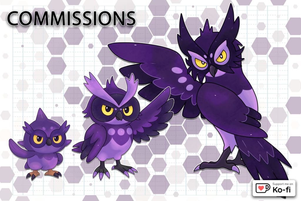 Owl Pokémon - Ghost Type Fakemon - Commission-Meowy -@nikairegion