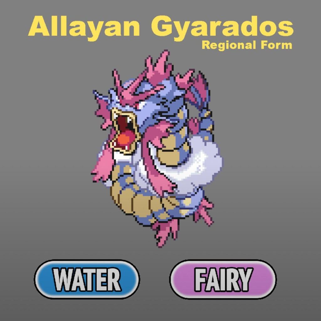 Finished my resprite of my regional Gyarados form. I'm getting more and more proud of my spriting work as I continue to do so. Now the problem is that I do NOT want to think about doing back sprites and overworlds and such. Original post was removed for posting too much too fast.