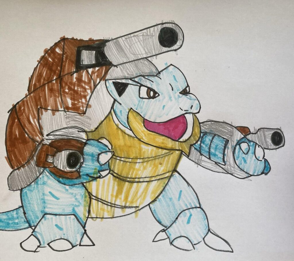 My 5 y/o has been asking me to draw Pokémon for him to colour in, this is my best attempt