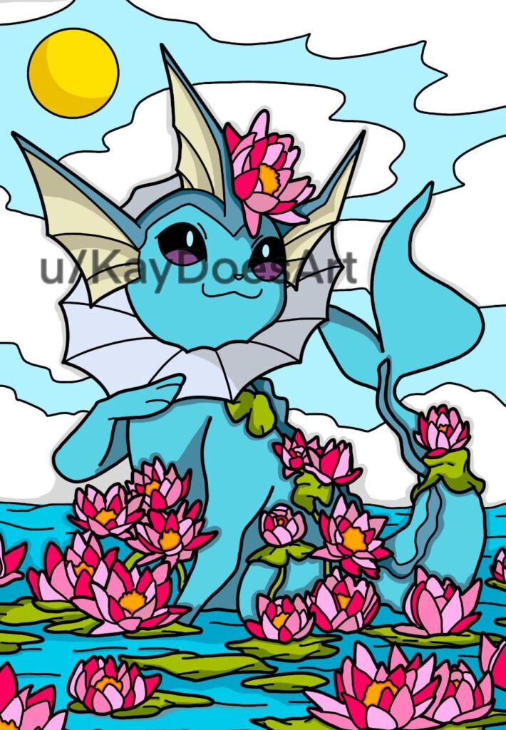 Vaporeon with the lotus flowers