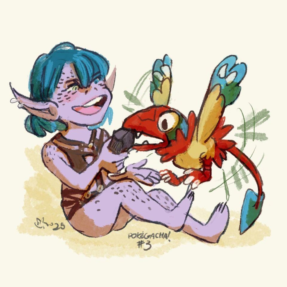 Some commission art I did with people's trainers/OCs/themselves as pokemon!