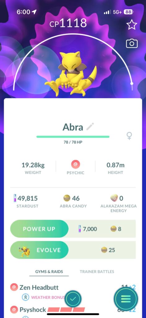 Abras magical strength