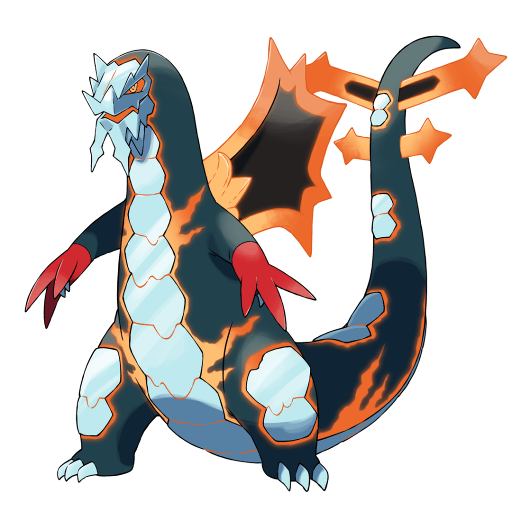 10 years later, in Alola, a certain Elite Four member from Paldea reveals the fruits of his journeys: two new Baxcalibur forms! First revealed is the burning Mega Baxcalibur!