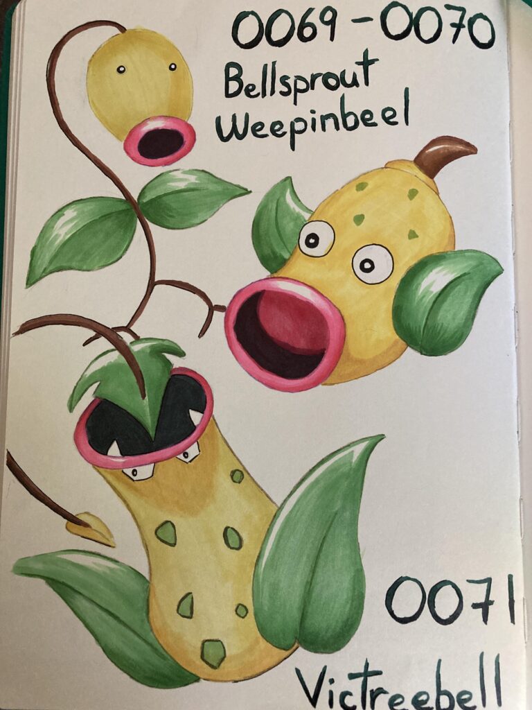 I challenged myself to draw the first 151. Here is the first completed evolution line.