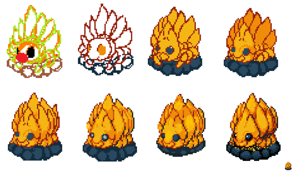 Campyre - Firefly pupal stage Bug/Fire type. Start to finish sprite.