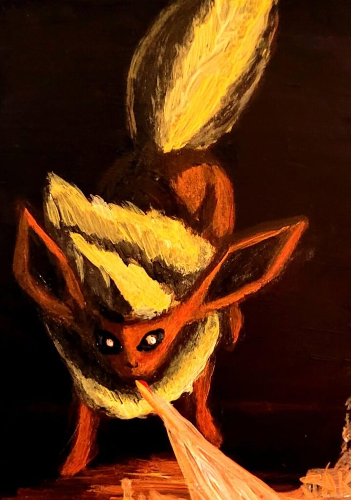 Flareon, painted on an energy card.