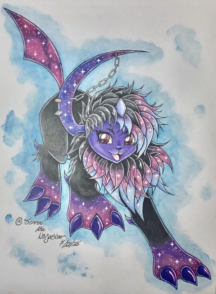 I did an art trade recently! I was tasked to draw a Galaxy Themed Absol Pokésona! (OC/My artwork!)