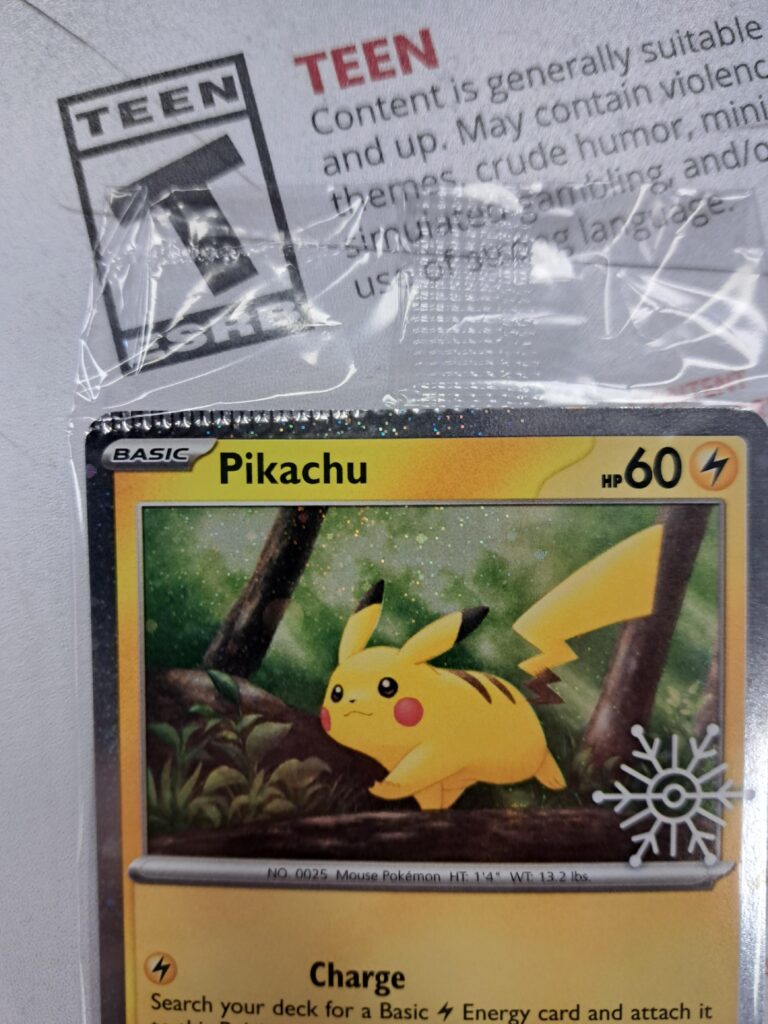 Crimped Pikachu promo from the holiday calendar