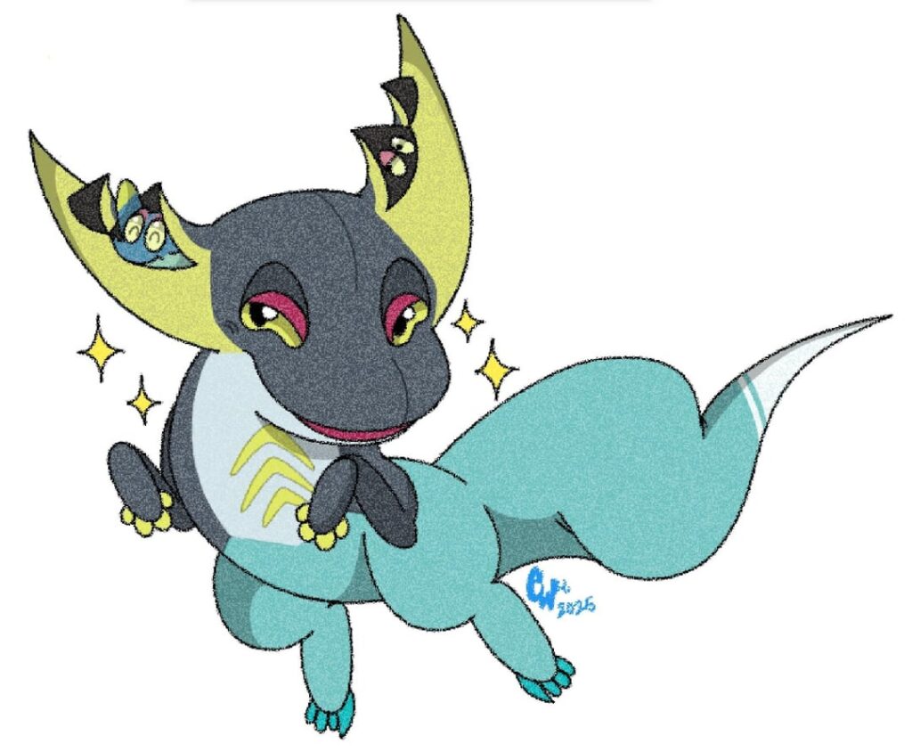 Drew another stylized Dragapult, this one's shiny![OC]