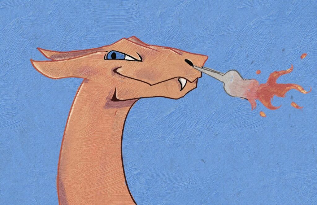 [OC] CharChar! 🔥🐲 Trying out my new digital brushes and finding the joy to draw again