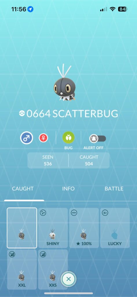 How can you have more seen than caught for scatterbug?