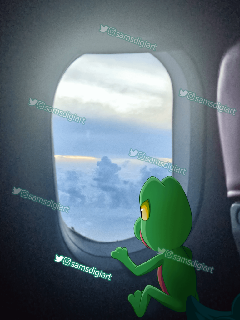 Drew my lil buddy Treecko with me on my Palawan family trip :)