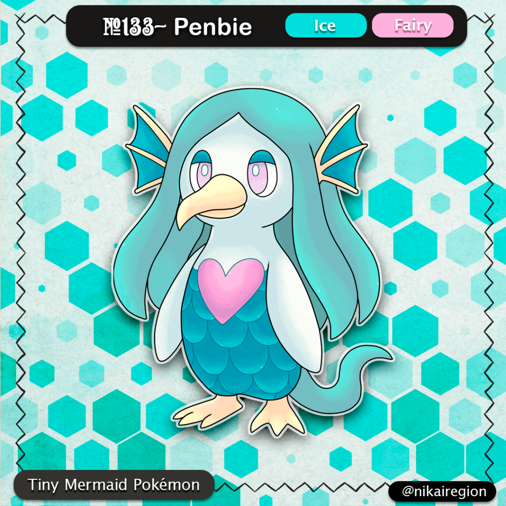 Ice Fairy Penguin Fakemon - Amabie Yokai Japanese Pokémon - @nikairegion