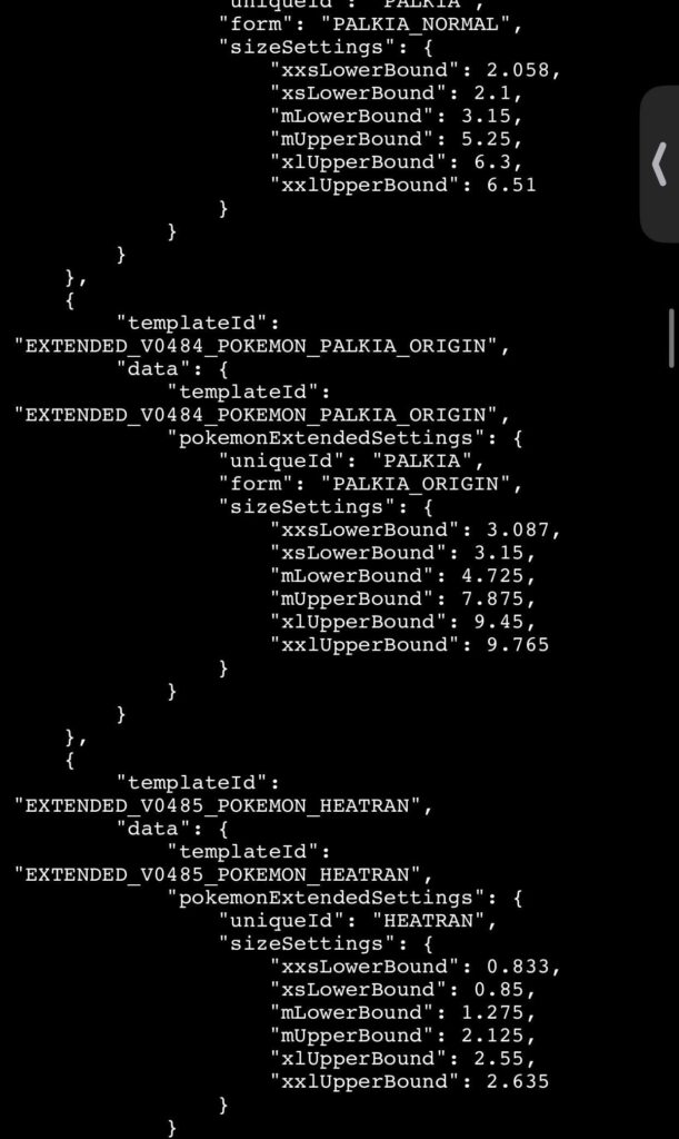 If Palkia Origin’s xxlUpperBound value is 9.765 (height), does that mean the highest Palkia Origin possible in Pokémon Go will show as 9.77m in game?