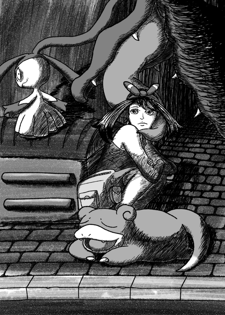 i tried to make a pokemon card in the style of junji ito