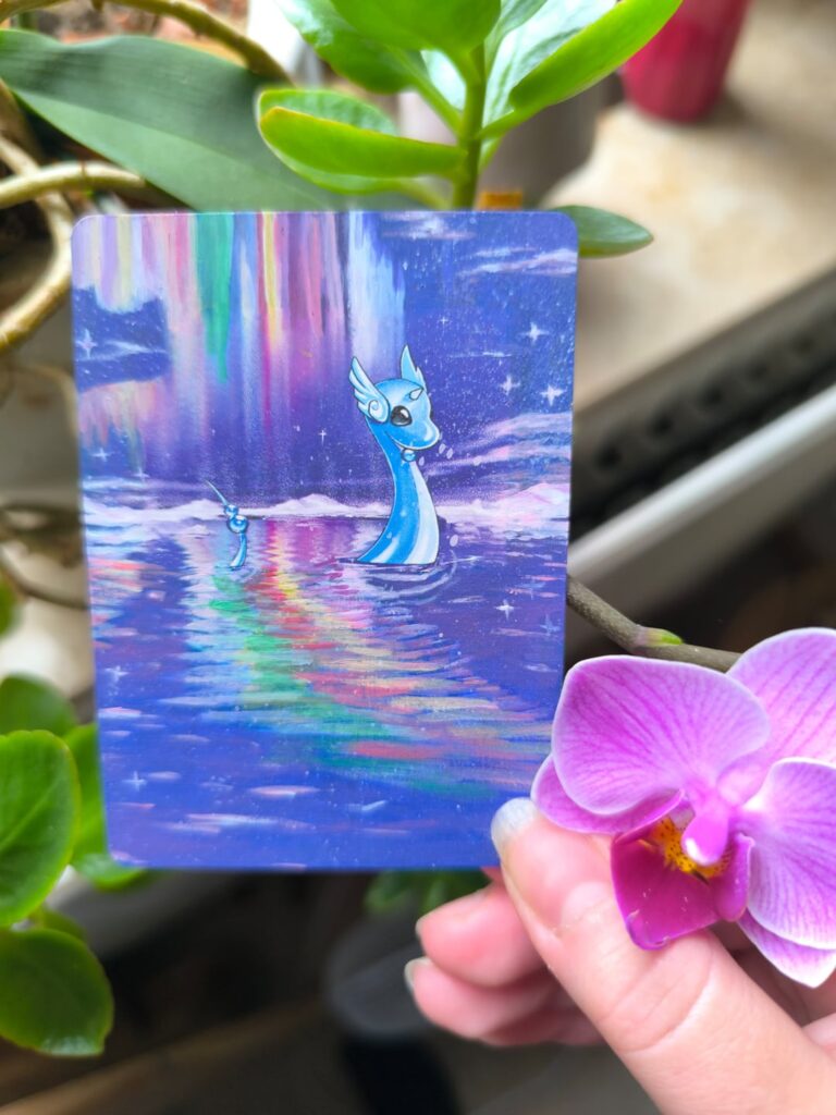 Painted Pokémon Card: Dragonair [OC]. Giving an old card a chance to shine again :)