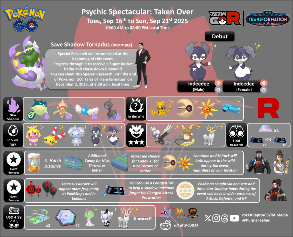 Psychic Spectacular : Taken Over - Pokémon GO - 16th Sep 2025 to 21st Sep 2025
