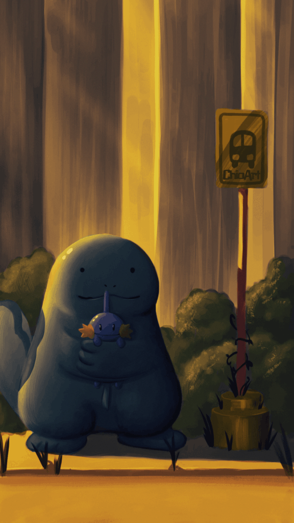Mudkip and Quagsire waiting for a bus [OC]