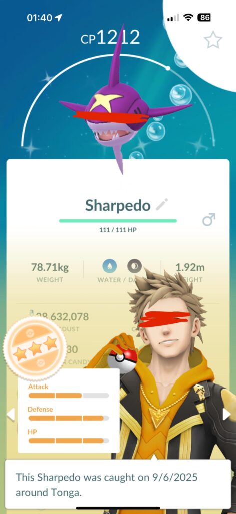 Shiny Sharpedo from raids verification