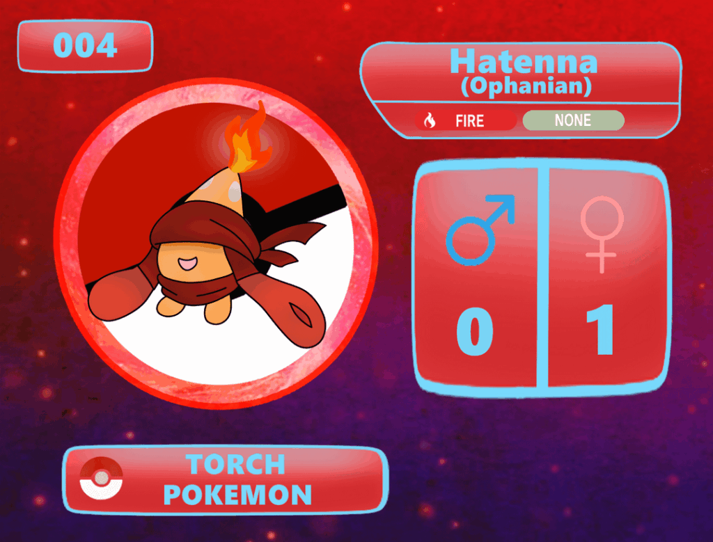 Ophan Region Dex 004: Ophanian Hatenna: The Torch Pokémon