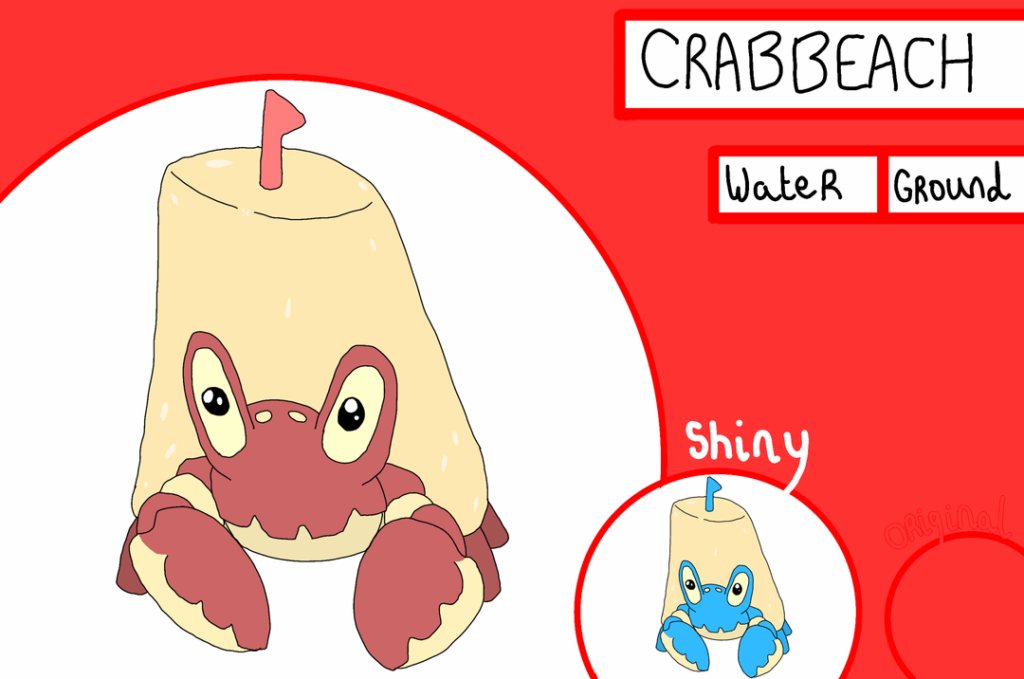 Arriving at the isle of Nyaltojo, the most notable thing you'll see are the beaches that run the line of the island- as well as the dozens of sandcastles that pop up along them! Meet Crabbeach and Coastacean!