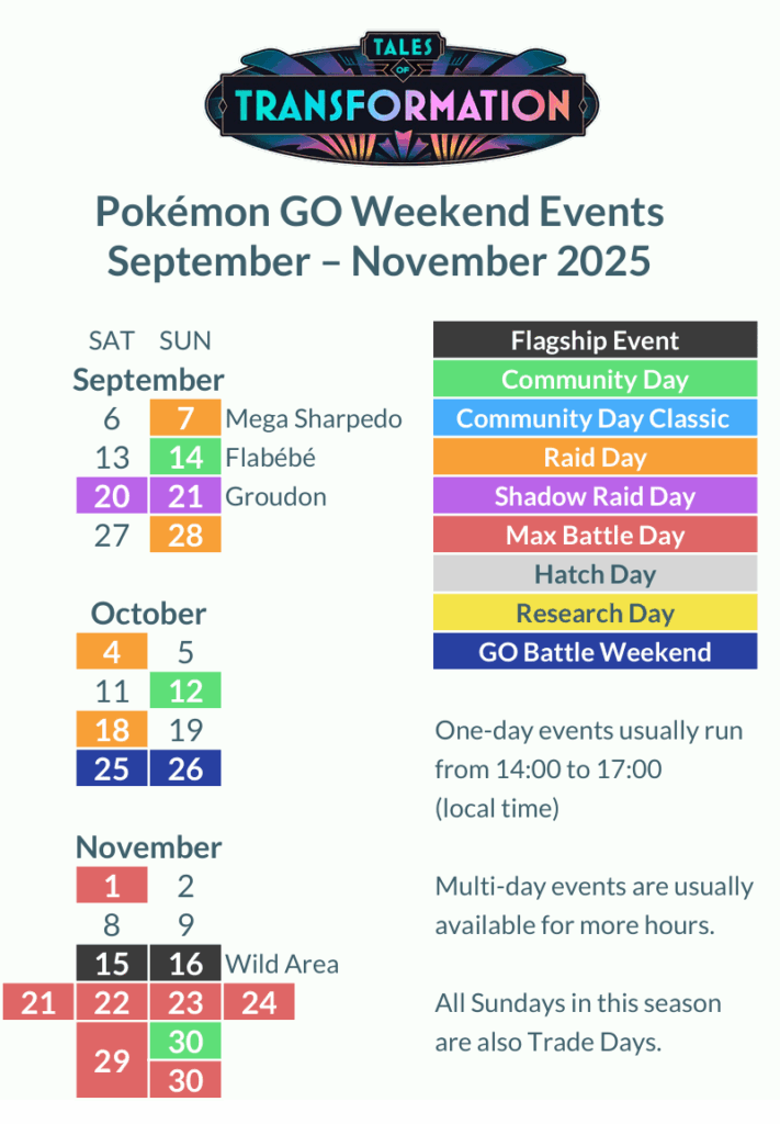 Weekend events for September-November 2025 [Shadow Groudon confirmed]