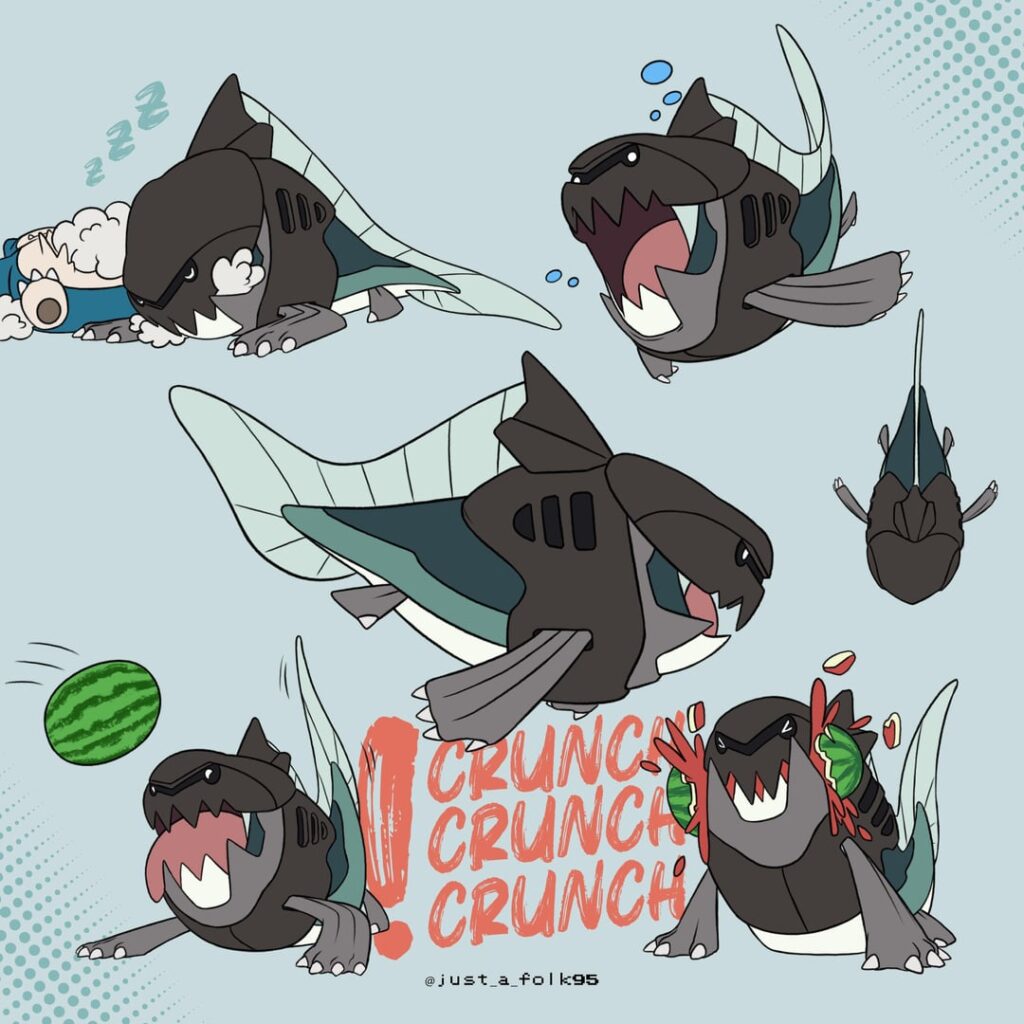 Remaking my Fin Fossil fakémon, meet Dunkrunch!