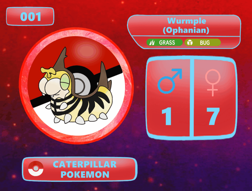 Ophan Region Dex 001: Ophanian Wurmple: The Caterpillar Pokémon
