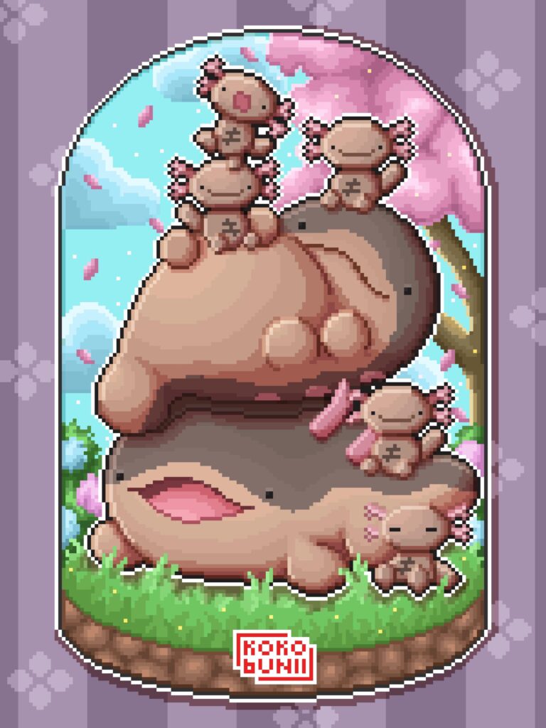 ✨I drew a pixel Clodsire /Wooper family✨