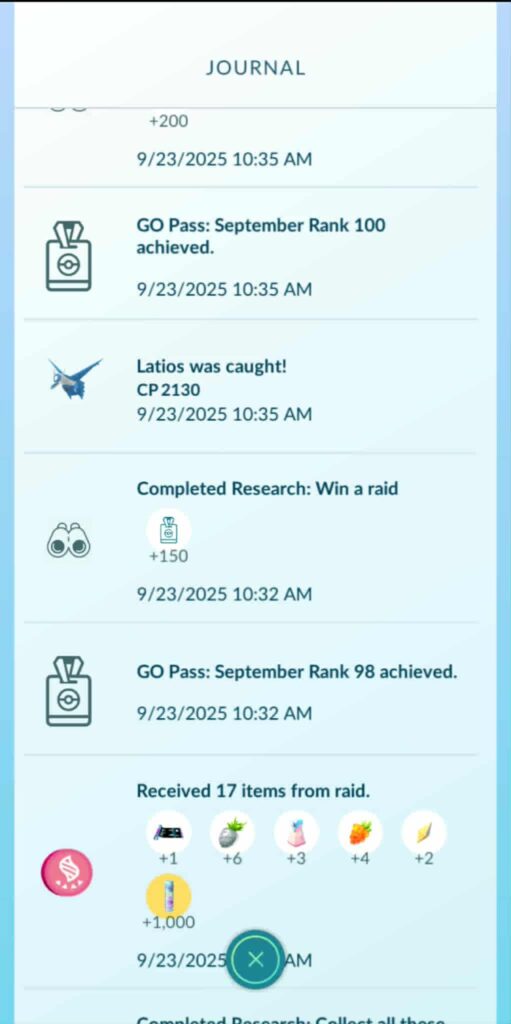 No mega energy awarded after Mega Latios raid