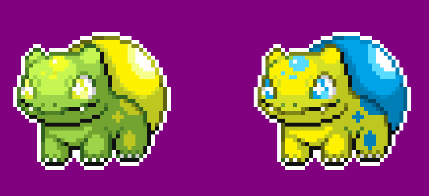 Fakemon Starters remade into sprites 1/3 - Bulbasaur, Grass/Electric.