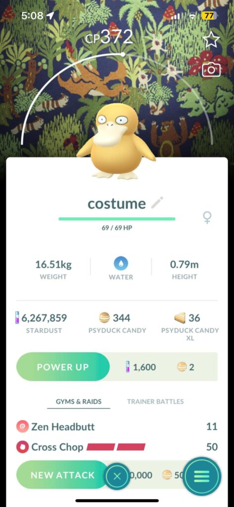 Psyduck not showing up in costumes