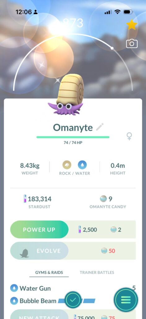 Was at a geologic convocation when I caught a shiny Omanyte from a raid!