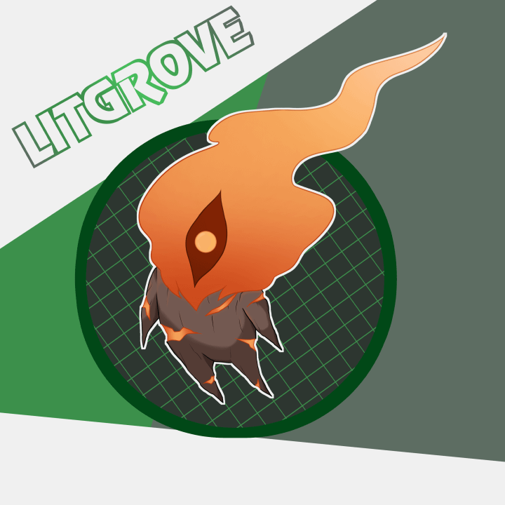 My first attempt at a fakemon, Litgrove, a grass fire type pokemon