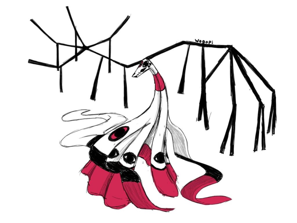 [OC] I redesigned one of my old creature designs for my Marblemon concept. Wydoumyz, Spirit/Mind type. It’s gaze causes great paranoia, even when unseen.