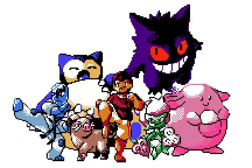 I drew my bf with his full team in the classic GBC sprites as a birthday gift, What would your team look like?