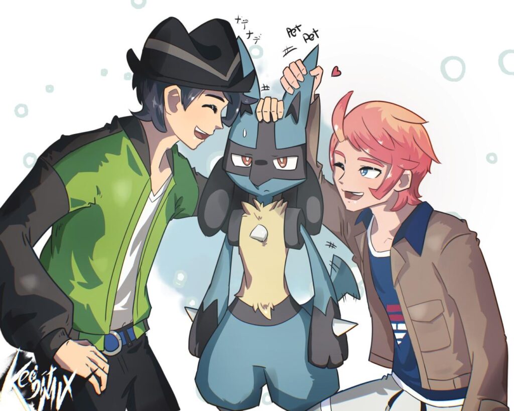 ZA boys petting Lucario [OC Fanart]